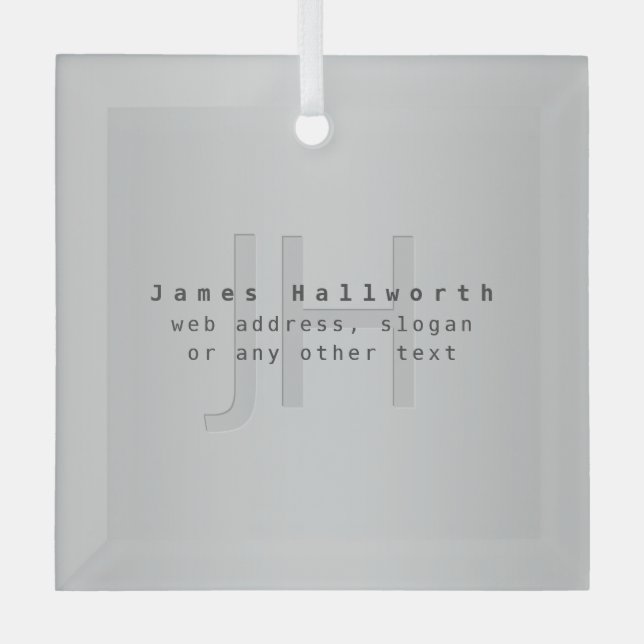 Modern Editable Name & Slogan | Grey Gradient  Glass Tree Decoration (Front)