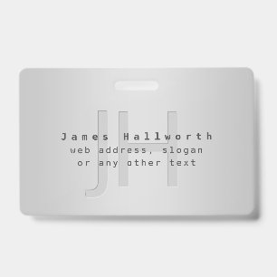 Modern Editable Name & Slogan Grey Gradient ID Badge