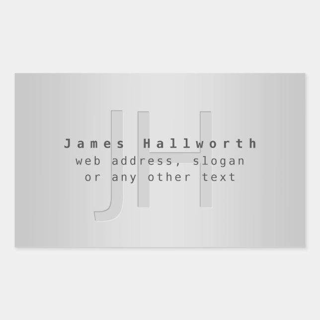 Modern Editable Name & Slogan | Grey Gradient  Rectangular Sticker (Front)