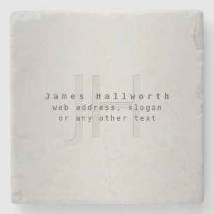 Modern Editable Name & Slogan Grey Gradient Stone Coaster