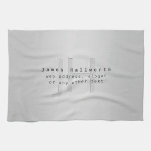 Modern Editable Name & Slogan   Grey Gradient  Tea Towel