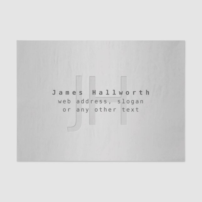 Modern Editable Name & Slogan | Grey Gradient  Tissue Paper (Front)
