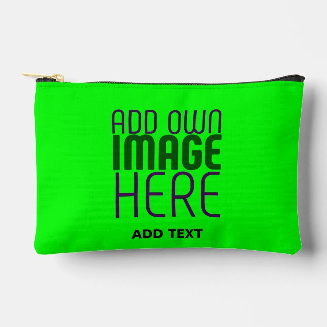 MODERN EDITABLE NEON GREEN IMAGE TEXT TEMPLATE ACCESSORY POUCH (Front)
