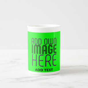 MODERN EDITABLE NEON GREEN IMAGE TEXT TEMPLATE BONE CHINA MUG
