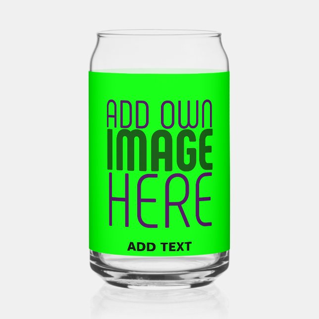 MODERN EDITABLE NEON GREEN IMAGE TEXT TEMPLATE CAN GLASS (Front)
