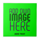 MODERN EDITABLE NEON GREEN IMAGE TEXT TEMPLATE CERAMIC TILE<br><div class="desc">THIS IS A DESIGN FITTING FOR CUSTOMERS.YOU CAN CHANGE, RESIZE OR ADD LOGO, PHOTO, TEXT AND COLOURS THE WAY YOU WANT.THANK YOU.</div>