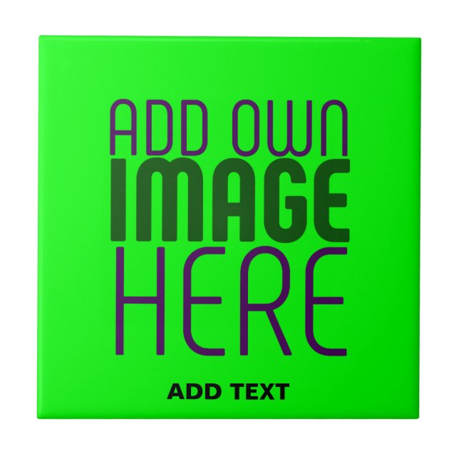  MODERN EDITABLE NEON GREEN IMAGE TEXT TEMPLATE CERAMIC TILE (Front)