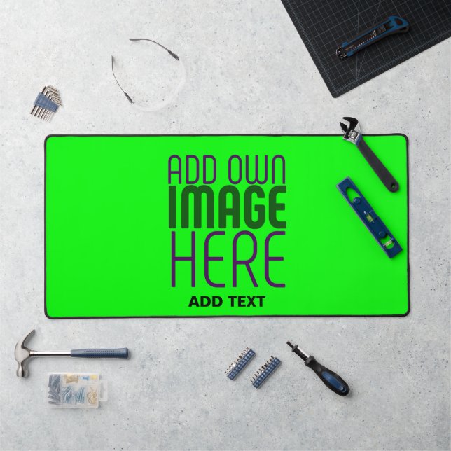 MODERN EDITABLE NEON GREEN IMAGE TEXT TEMPLATE DESK MAT (Workstation)