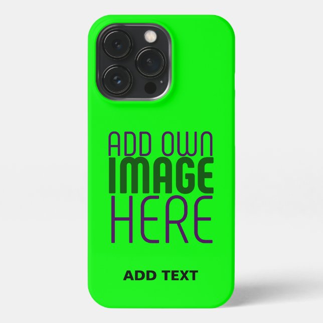 MODERN EDITABLE NEON GREEN IMAGE TEXT TEMPLATE iPhone CASE (Back)