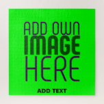 MODERN EDITABLE NEON GREEN IMAGE TEXT TEMPLATE JIGSAW PUZZLE<br><div class="desc">THIS IS A DESIGN FITTING FOR CUSTOMERS.YOU CAN CHANGE, RESIZE OR ADD LOGO, PHOTO, TEXT AND COLOURS THE WAY YOU WANT.THANK YOU.</div>