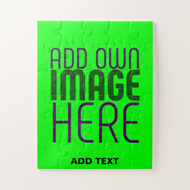 MODERN EDITABLE NEON GREEN IMAGE TEXT TEMPLATE JIGSAW PUZZLE (Vertical)