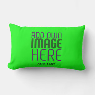 MODERN EDITABLE NEON GREEN IMAGE TEXT TEMPLATE LUMBAR CUSHION