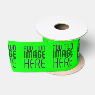 MODERN EDITABLE NEON GREEN IMAGE TEXT TEMPLATE SATIN RIBBON