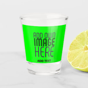 MODERN EDITABLE NEON GREEN IMAGE TEXT TEMPLATE SHOT GLASS
