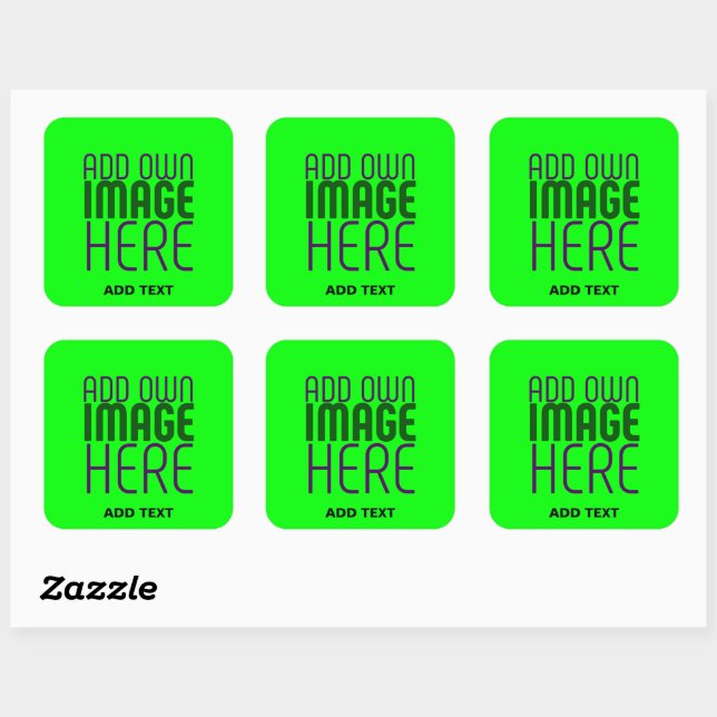 MODERN EDITABLE NEON GREEN IMAGE TEXT TEMPLATE SQUARE STICKER (Sheet)