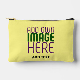 MODERN EDITABLE PASTEL YELLOW IMAGE TEXT TEMPLATE ACCESSORY POUCH