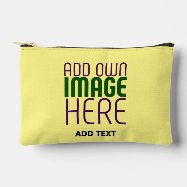 MODERN EDITABLE PASTEL YELLOW IMAGE TEXT TEMPLATE ACCESSORY POUCH (Front)