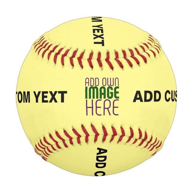 MODERN EDITABLE PASTEL YELLOW IMAGE TEXT TEMPLATE BASEBALL (Front)