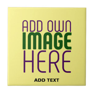 MODERN EDITABLE PASTEL YELLOW IMAGE TEXT TEMPLATE CERAMIC TILE