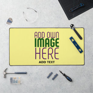 MODERN EDITABLE PASTEL YELLOW IMAGE TEXT TEMPLATE DESK MAT