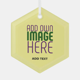  MODERN EDITABLE PASTEL YELLOW IMAGE TEXT TEMPLATE GLASS TREE DECORATION