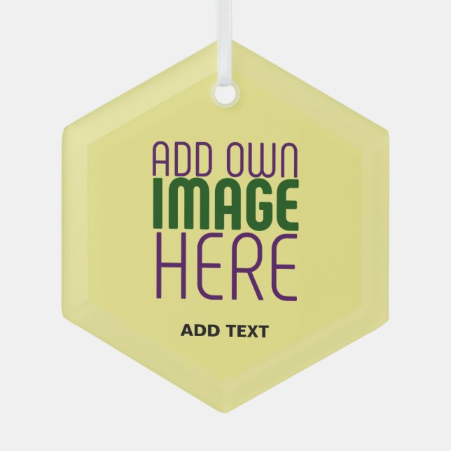  MODERN EDITABLE PASTEL YELLOW IMAGE TEXT TEMPLATE GLASS TREE DECORATION (Front)