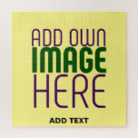 MODERN EDITABLE PASTEL YELLOW IMAGE TEXT TEMPLATE JIGSAW PUZZLE<br><div class="desc">THIS IS A DESIGN FITTING FOR CUSTOMERS.YOU CAN CHANGE, RESIZE OR ADD LOGO, PHOTO, TEXT AND COLOURS THE WAY YOU WANT.THANK YOU.</div>
