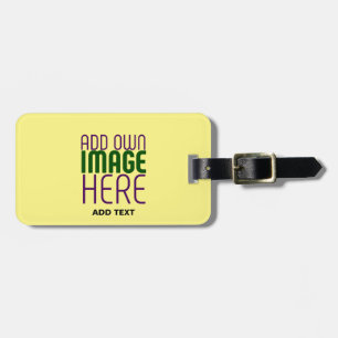 MODERN EDITABLE PASTEL YELLOW IMAGE TEXT TEMPLATE LUGGAGE TAG