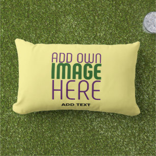 MODERN EDITABLE PASTEL YELLOW IMAGE TEXT TEMPLATE LUMBAR CUSHION