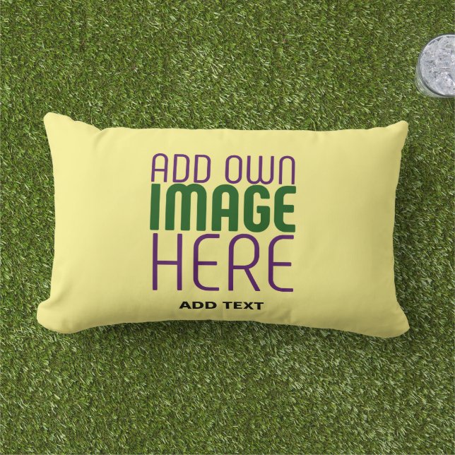 MODERN EDITABLE PASTEL YELLOW IMAGE TEXT TEMPLATE LUMBAR CUSHION (Grass)