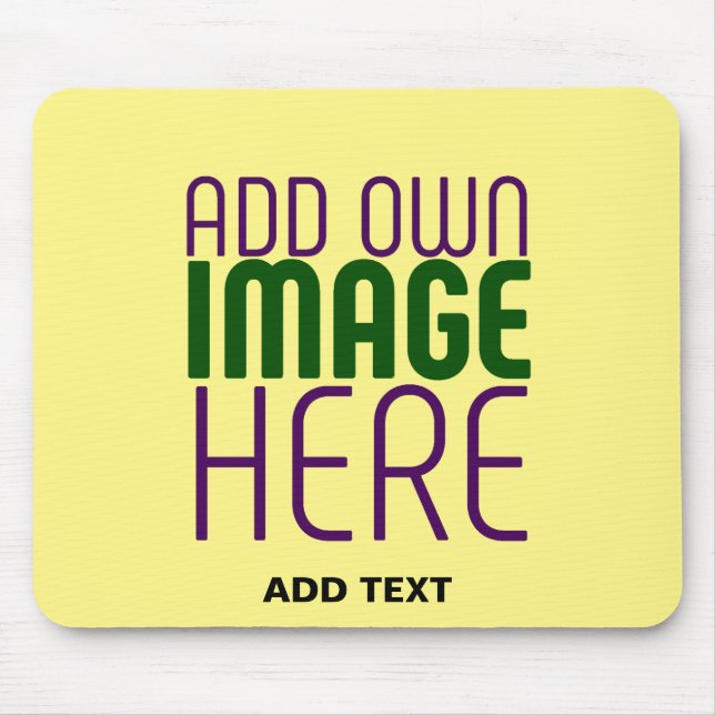 MODERN EDITABLE PASTEL YELLOW IMAGE TEXT TEMPLATE MOUSE PAD (Front)