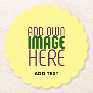 MODERN EDITABLE PASTEL YELLOW IMAGE TEXT TEMPLATE PAPER COASTER