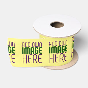 MODERN EDITABLE PASTEL YELLOW IMAGE TEXT TEMPLATE SATIN RIBBON