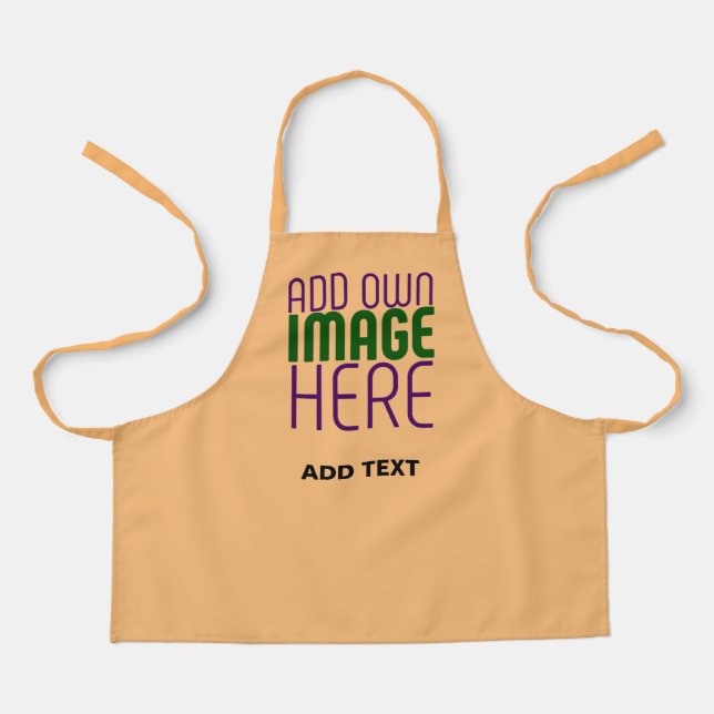 MODERN EDITABLE PEACH ORANGE IMAGE TEXT TEMPLATE APRON (Front)