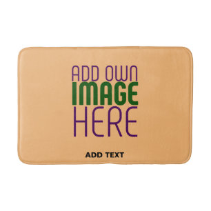 MODERN EDITABLE PEACH ORANGE IMAGE TEXT TEMPLATE BATH MAT