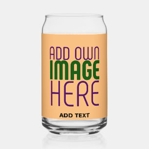 MODERN EDITABLE PEACH ORANGE IMAGE TEXT TEMPLATE CAN GLASS