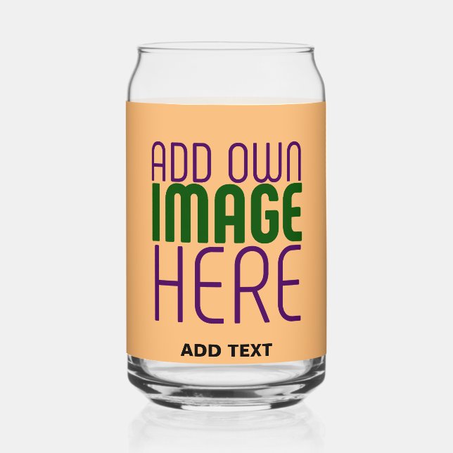MODERN EDITABLE PEACH ORANGE IMAGE TEXT TEMPLATE CAN GLASS (Front)