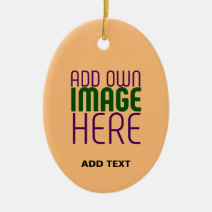 MODERN EDITABLE PEACH ORANGE IMAGE TEXT TEMPLATE CERAMIC ORNAMENT