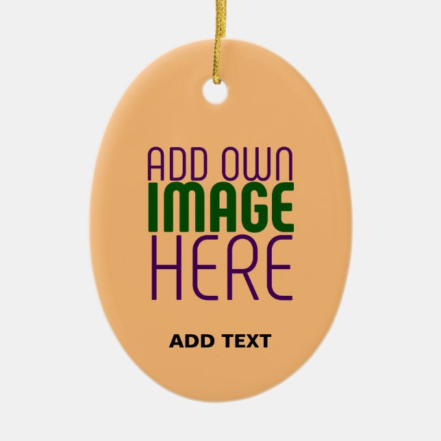  MODERN EDITABLE PEACH ORANGE IMAGE TEXT TEMPLATE CERAMIC ORNAMENT (Front)