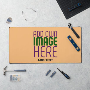 MODERN EDITABLE PEACH ORANGE IMAGE TEXT TEMPLATE DESK MAT