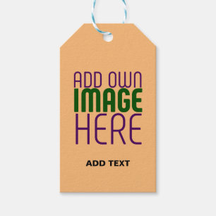 MODERN EDITABLE PEACH ORANGE IMAGE TEXT TEMPLATE GIFT TAGS