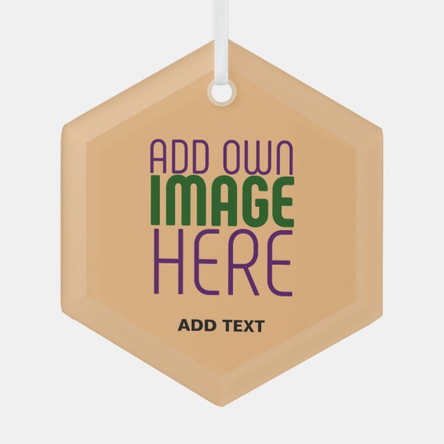  MODERN EDITABLE PEACH ORANGE IMAGE TEXT TEMPLATE GLASS TREE DECORATION (Front)