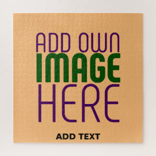 MODERN EDITABLE PEACH ORANGE IMAGE TEXT TEMPLATE JIGSAW PUZZLE