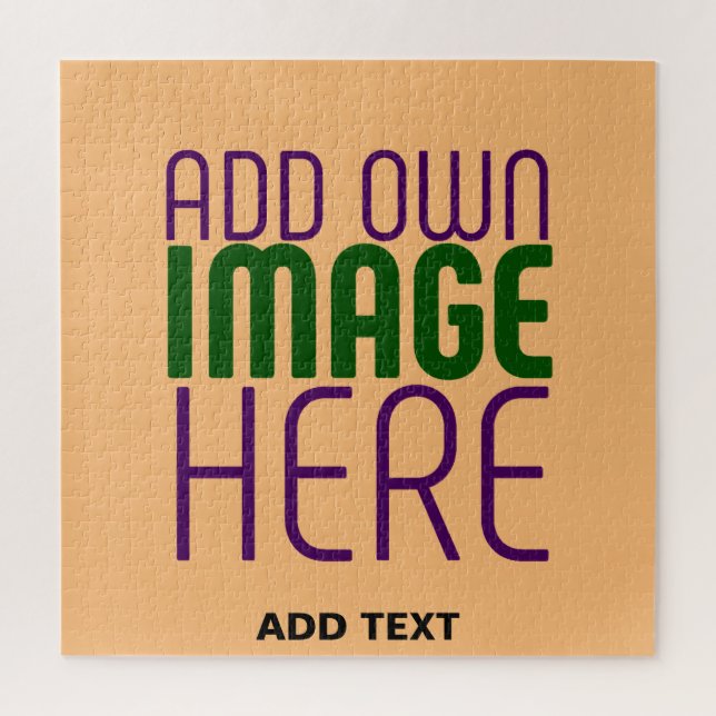 MODERN EDITABLE PEACH ORANGE IMAGE TEXT TEMPLATE JIGSAW PUZZLE (Vertical)