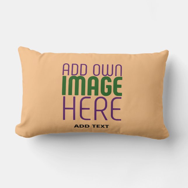 MODERN EDITABLE PEACH ORANGE IMAGE TEXT TEMPLATE LUMBAR CUSHION (Front)