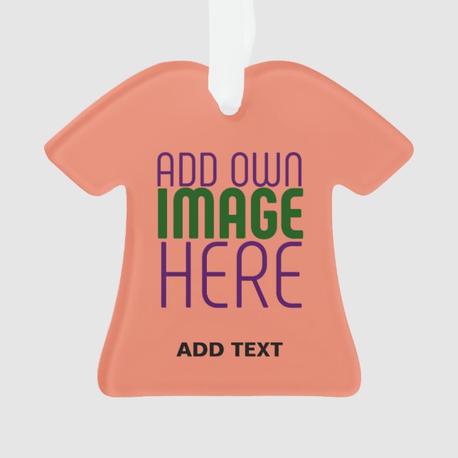  MODERN EDITABLE PEACH ORANGE IMAGE TEXT TEMPLATE ORNAMENT (Front)