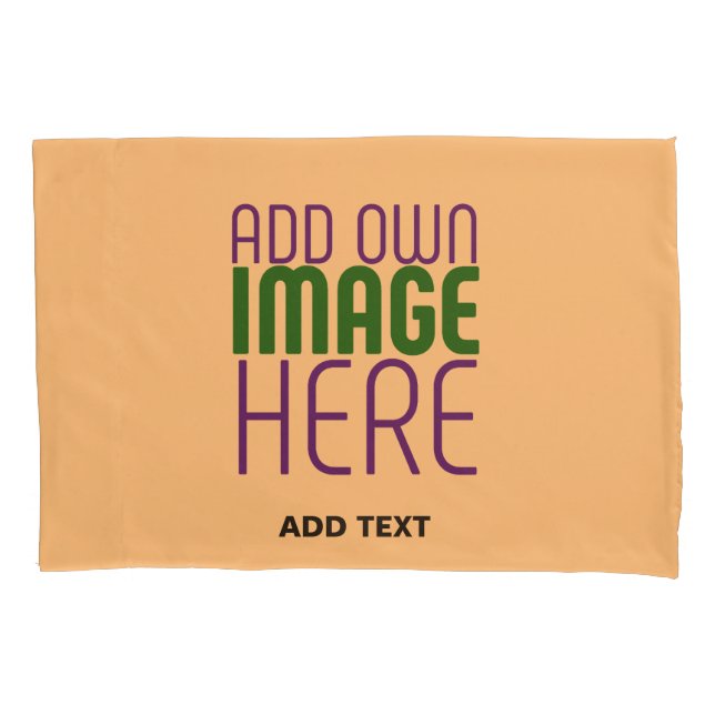 MODERN EDITABLE PEACH ORANGE IMAGE TEXT TEMPLATE PILLOWCASE (Front)