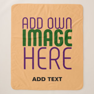 MODERN EDITABLE PEACH ORANGE IMAGE TEXT TEMPLATE SHERPA BLANKET