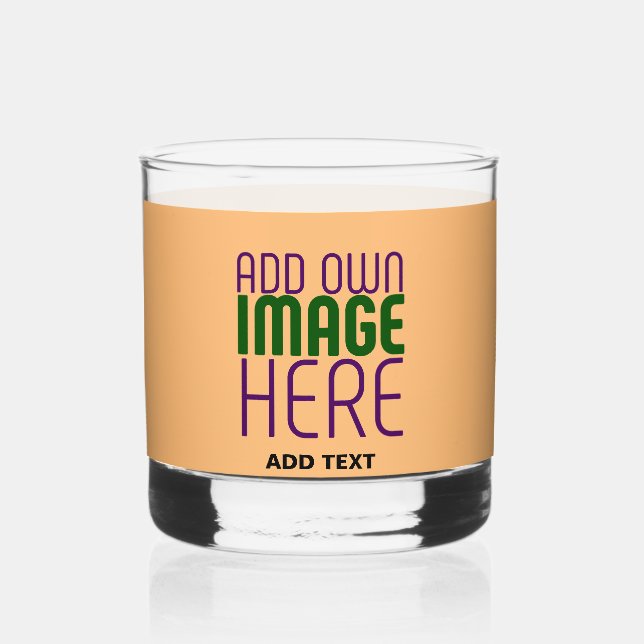 MODERN EDITABLE PEACH ORANGE IMAGE TEXT TEMPLATE WHISKEY GLASS (Front)