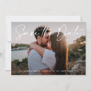 Modern Editable Photo QR code   Save The Date Card